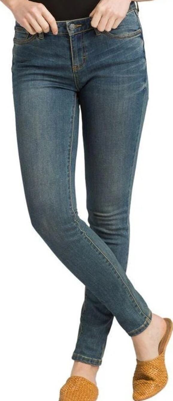 Prana London Slim Fit Jeans Tapered Leg Medium Wash Mid Rise Stretch Blue 33x32